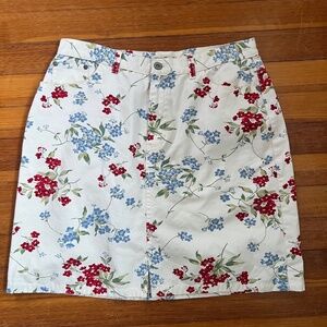 Vintage Eddie Bauer Floral Mini Denim Skirt, Size 12, Preppy!